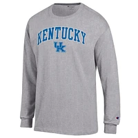 Men's Champion  Heather Gray Kentucky Wildcats Arch Over Logo Long Sleeve T-Shirt