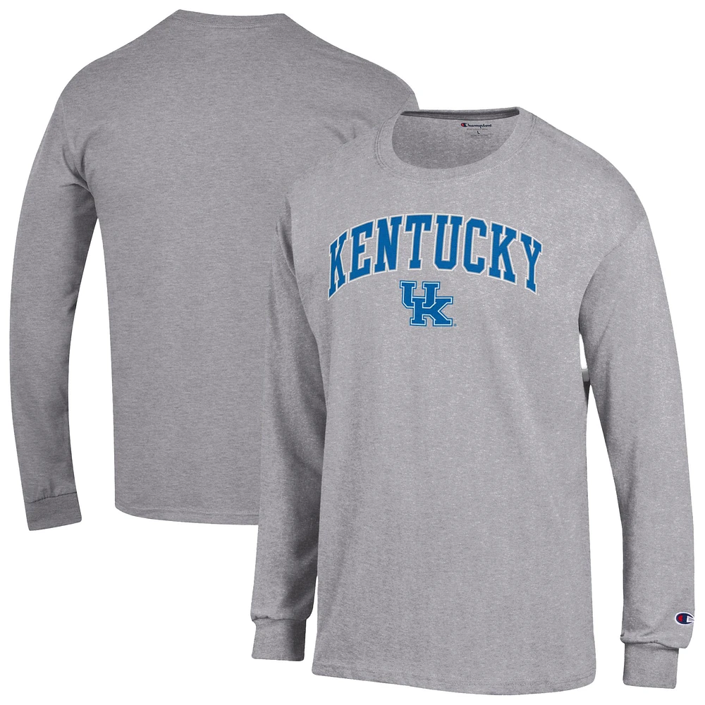 Men's Champion Heather Gray Kentucky Wildcats Arch Over Logo Long Sleeve T-Shirt