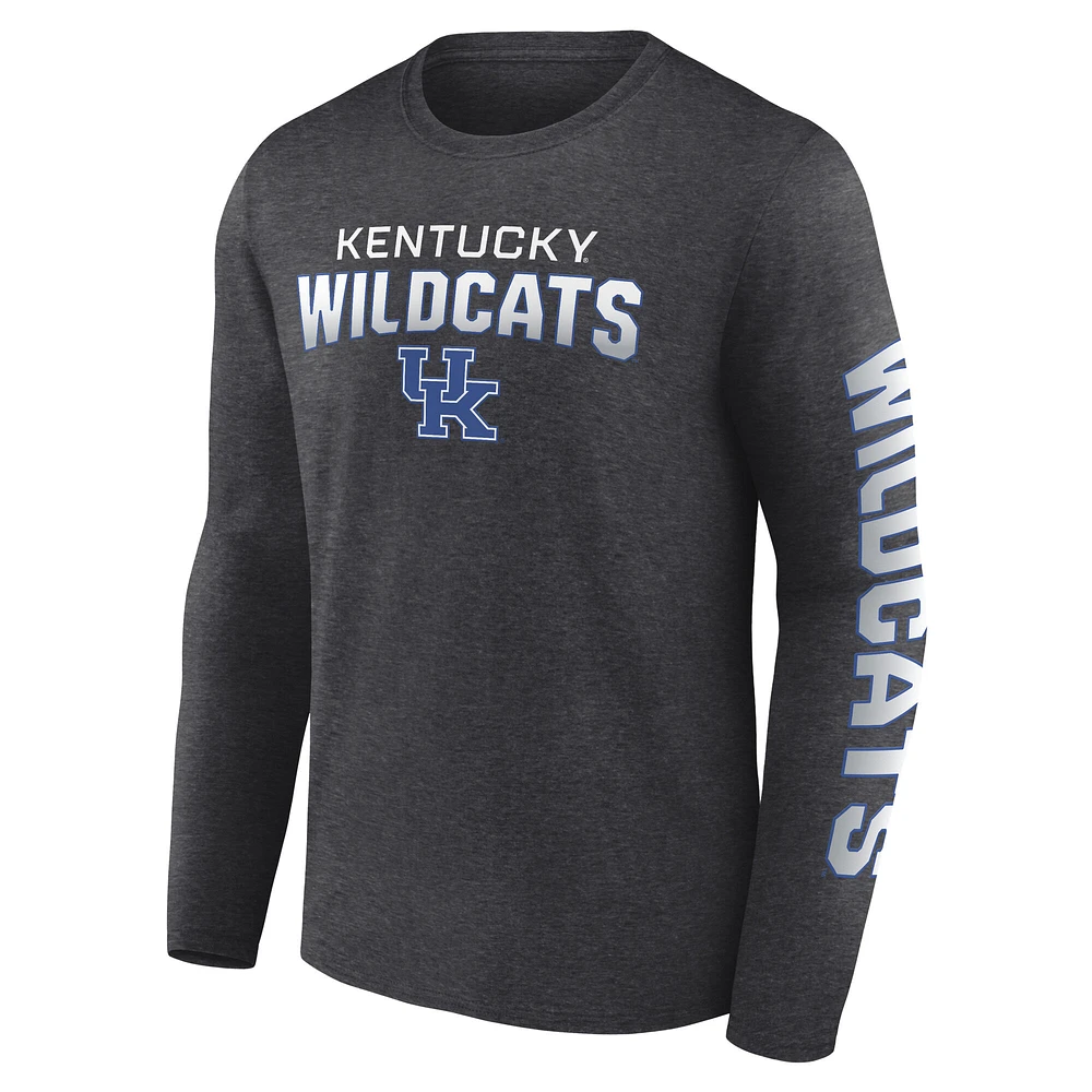 Men's Fanatics  Heather Charcoal Kentucky Wildcats Iconic Anyone's Game Long Sleeve T-Shirt