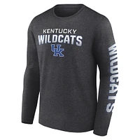 Men's Fanatics  Heather Charcoal Kentucky Wildcats Iconic Anyone's Game Long Sleeve T-Shirt