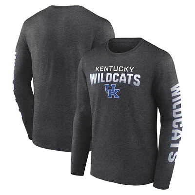 Men's Fanatics  Heather Charcoal Kentucky Wildcats Iconic Anyone's Game Long Sleeve T-Shirt