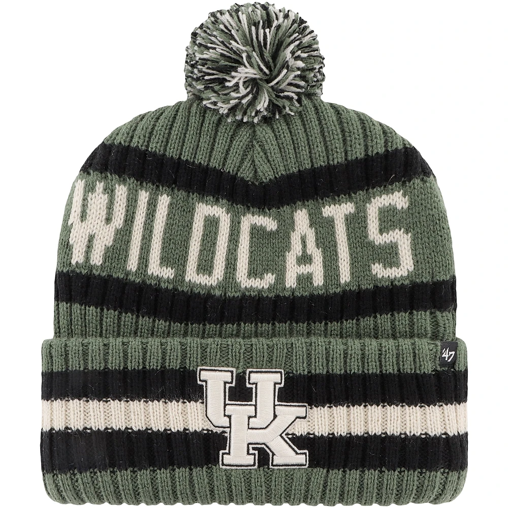 Bonnet en tricot à revers Bering pour hommes '47 vert Kentucky Wildcats OHT Military Appréciation avec pompon