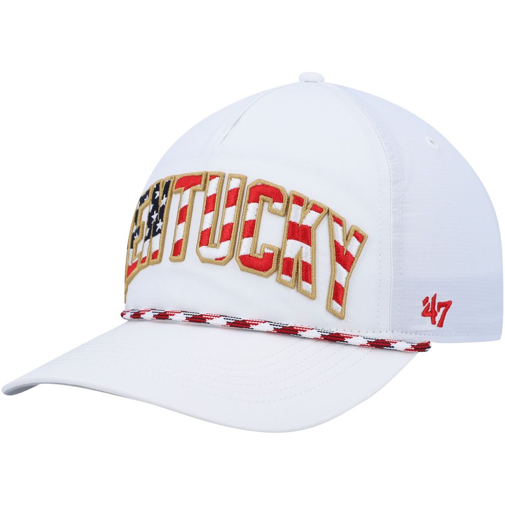 Men's '47 White Kentucky Wildcats Stars and Stripes Flag Flutter Hitch Snapback Hat