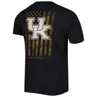 T-shirt noir Kentucky Wildcats Camo Flag 2-Hit pour homme