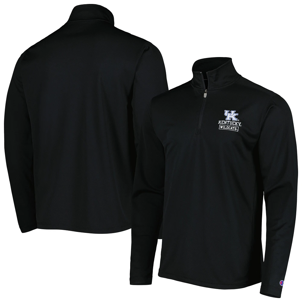 Veste texturée à quart de zip Champion Kentucky Wildcats pour homme, noire