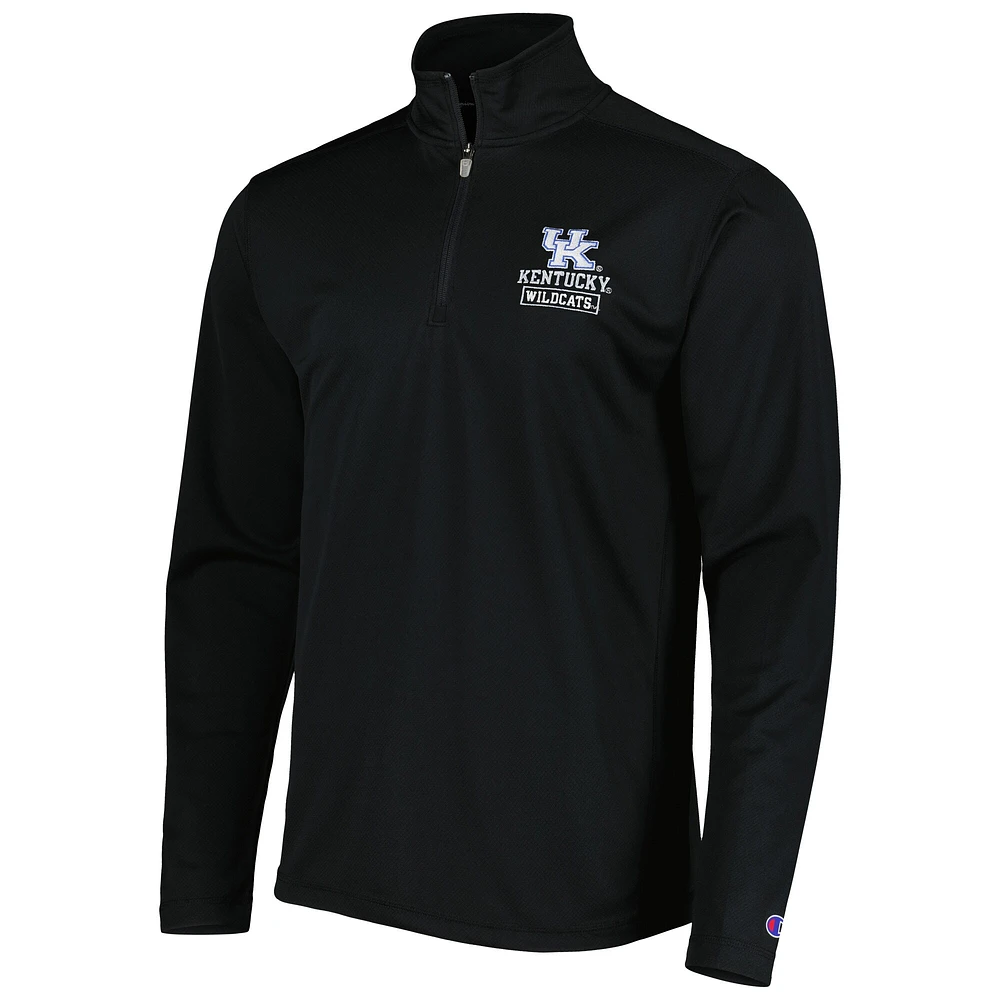 Veste texturée à quart de zip Champion Kentucky Wildcats pour homme, noire