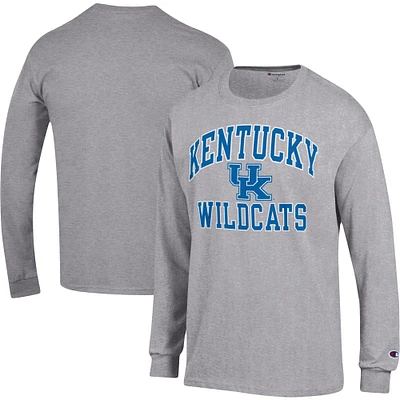 T-shirt à manches longues moteur élevé des Wildcats du Kentucky Champion gris chiné pour homme