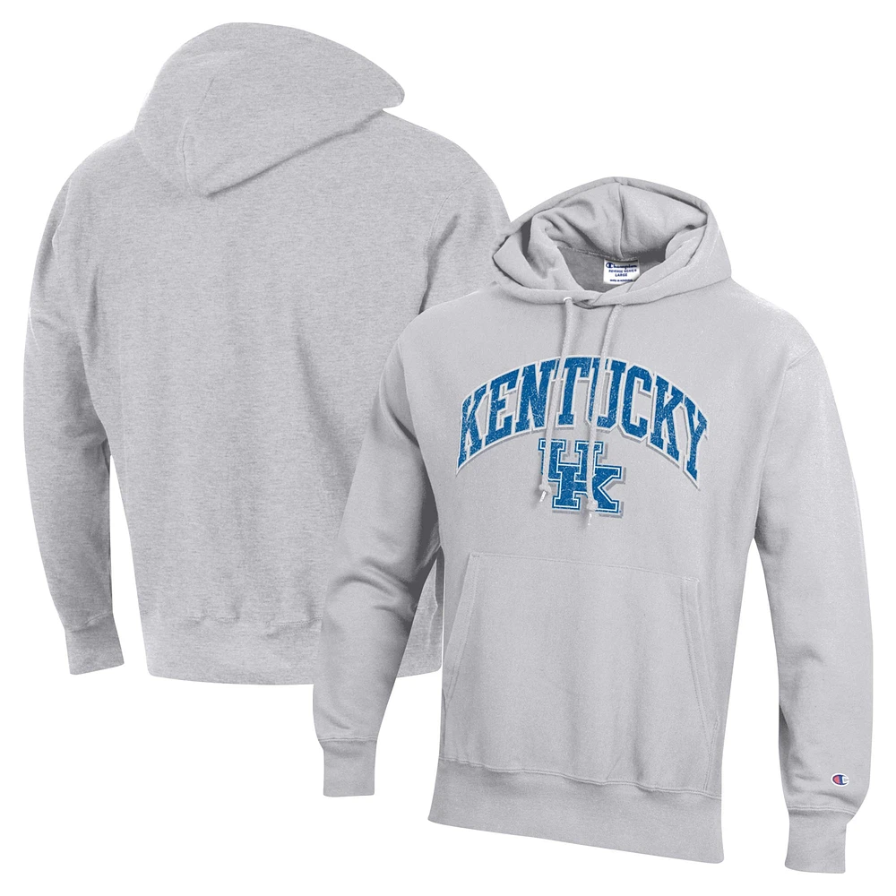 Men's Champion Heather Gray Kentucky Wildcats Vault Late Night Reverse Weave Pullover Hoodie