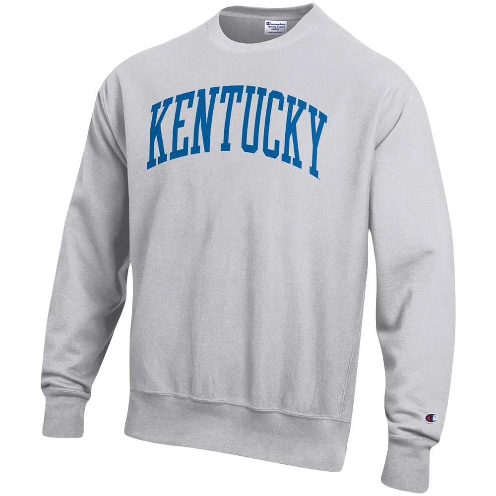 Men's Champion Heathered Gray Kentucky Wildcats Arch Reverse Weave Pullover Sweatshirt