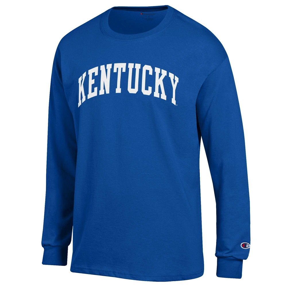 Men's Champion  Royal Kentucky Wildcats Basic Arch Long Sleeve T-Shirt