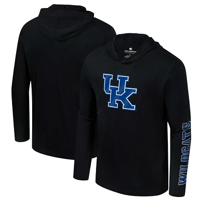 Men's Colosseum Black Kentucky Wildcats Color Pop Active Blend 2-Hit Long Sleeve Hooded T-Shirt