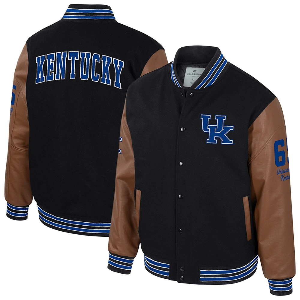 Men's Colosseum  Black Kentucky Wildcats Letterman Full-Snap Varsity Jacket