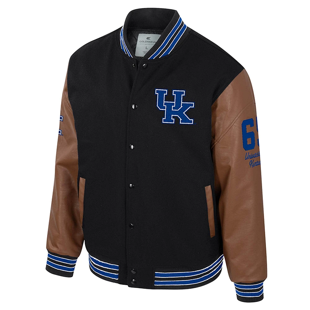 Men's Colosseum  Black Kentucky Wildcats Letterman Full-Snap Varsity Jacket