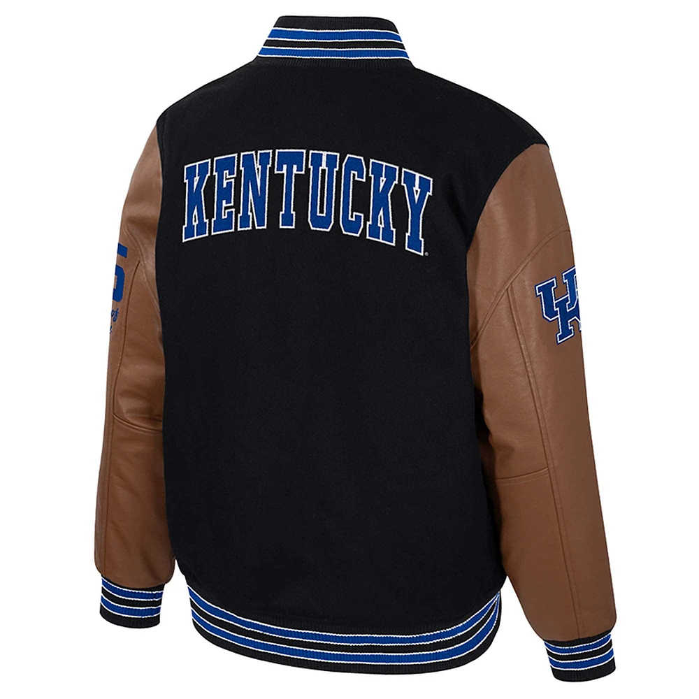 Men's Colosseum  Black Kentucky Wildcats Letterman Full-Snap Varsity Jacket