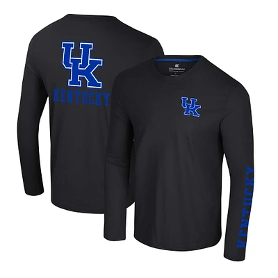 Men's Colosseum Black Kentucky Wildcats Logo Lockup 3-Hit Active Blend Long Sleeve T-Shirt