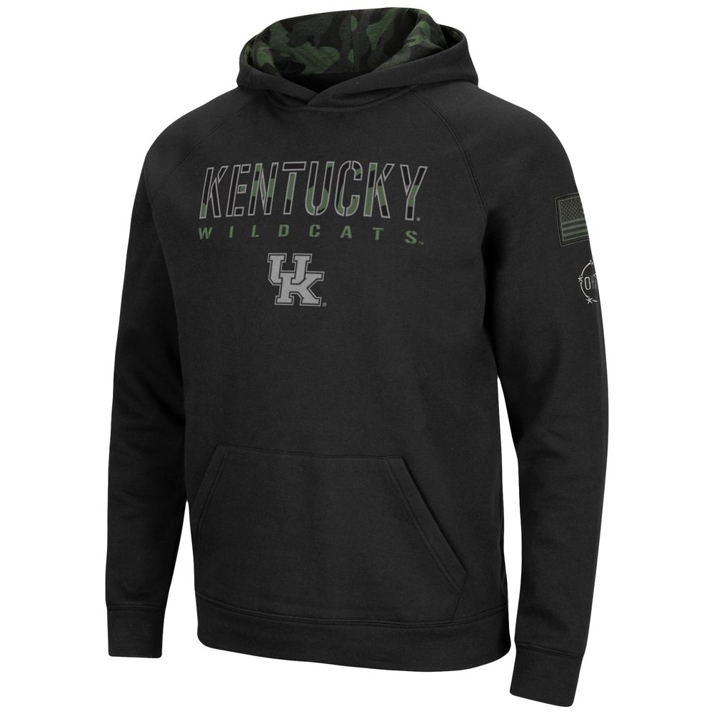 Men's Colosseum Black Kentucky Wildcats OHT Military Appreciation Raglan Pullover Hoodie