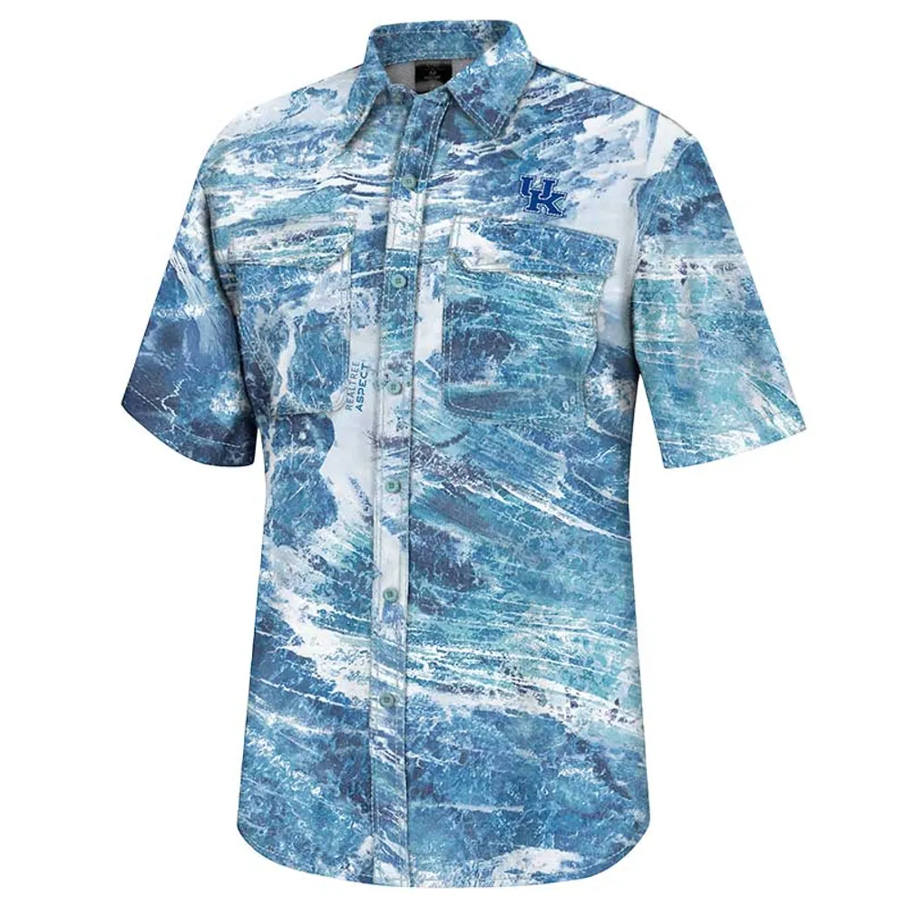 Men's Colosseum  Blue Kentucky Wildcats Realtree Aspect Charter Full-Button Fishing Shirt