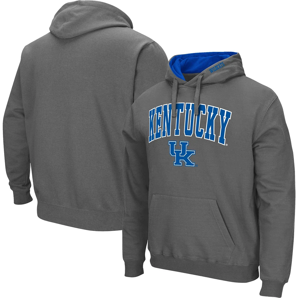 Men's Colosseum Charcoal Kentucky Wildcats Arch & Logo 3.0 Pullover Hoodie