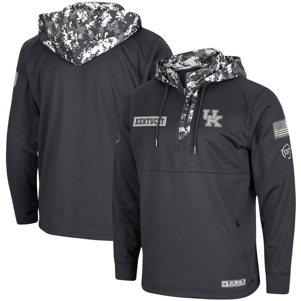 Men's Colosseum Charcoal Kentucky Wildcats OHT Military Appreciation Digi Camo Quarter-Zip Hoodie