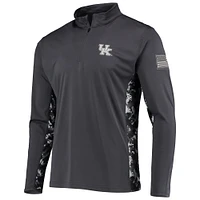 Men's Colosseum Charcoal Kentucky Wildcats OHT Military Appreciation Digital Camo Lightweight Quarter-Zip Pullover