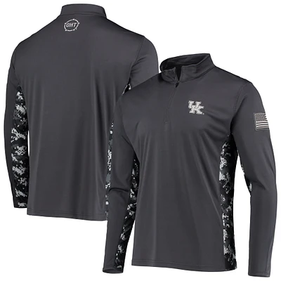 Men's Colosseum Charcoal Kentucky Wildcats OHT Military Appreciation Digital Camo Lightweight Quarter-Zip Pullover