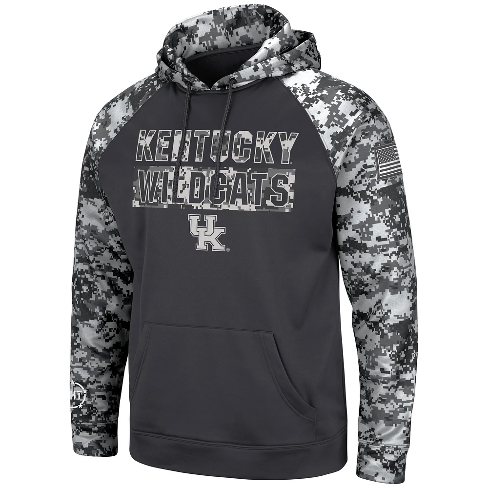 Men's Colosseum Charcoal Kentucky Wildcats OHT Military Appreciation Digital Camo Pullover Hoodie