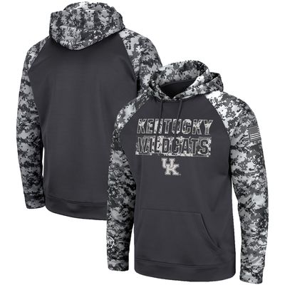 Men's Colosseum Charcoal Kentucky Wildcats OHT Military Appreciation Digital Camo Pullover Hoodie