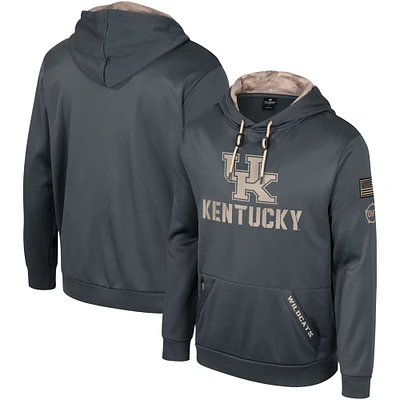 Chandail à capuchon d'appréciation militaire Colosseum Charcoal Kentucky Wildcats OHT pour hommes