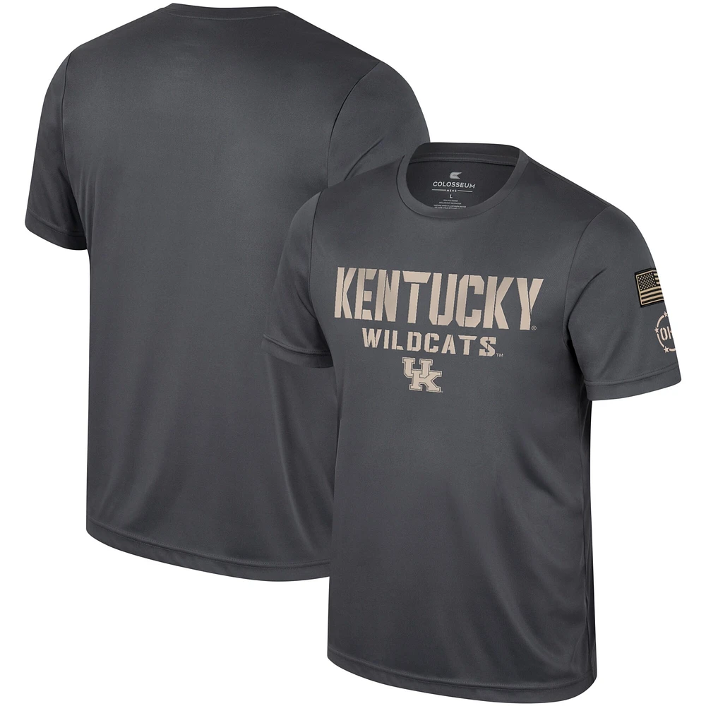 T-shirt d'appréciation militaire Colosseum Charcoal Kentucky Wildcats OHT pour hommes