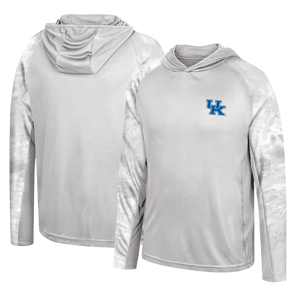 Colosseum Grey/Realtree Camo Kentucky Wildcats Gulf Stream Raglan T-shirt à capuche manches longues pour homme