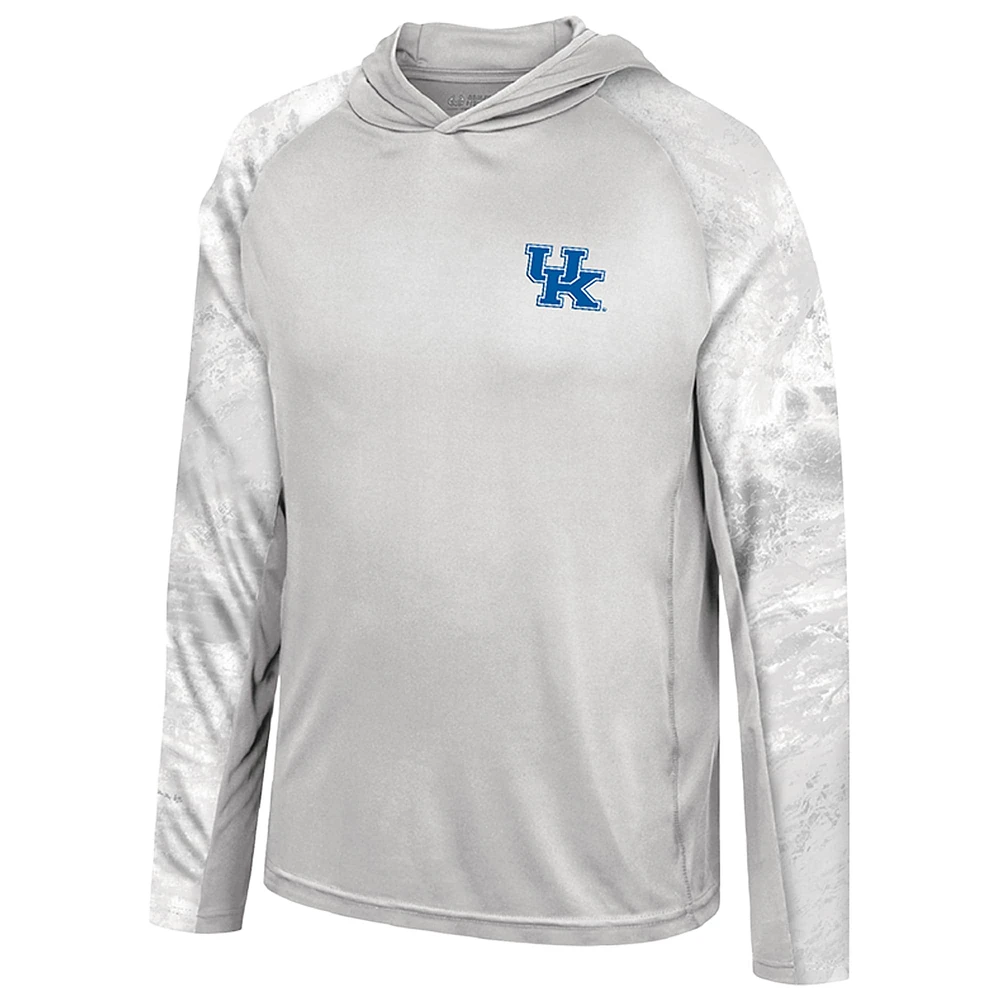 Men's Colosseum Gray/Realtree Camo Kentucky Wildcats Gulf Stream Raglan Long Sleeve Hooded T-Shirt