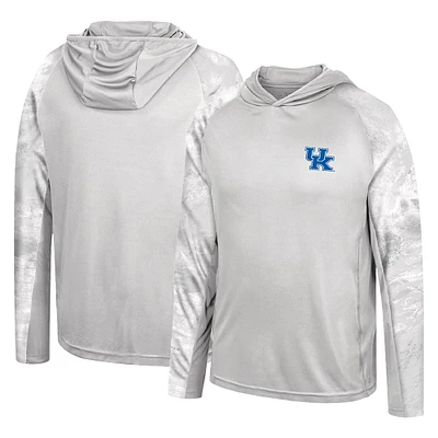 Men's Colosseum Gray/Realtree Camo Kentucky Wildcats Gulf Stream Raglan Long Sleeve Hooded T-Shirt