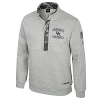 Men's Colosseum Heather Gray Kentucky Wildcats OORAH OHT Military Appreciation Fleece Quarter-Zip Jacket