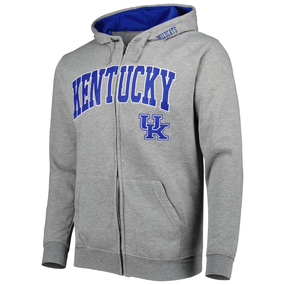 Men's Colosseum Heathered Gray Kentucky Wildcats Arch & Team Logo 3.0 Full-Zip Hoodie