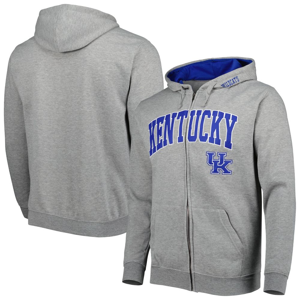 Men's Colosseum Heathered Gray Kentucky Wildcats Arch & Team Logo 3.0 Full-Zip Hoodie