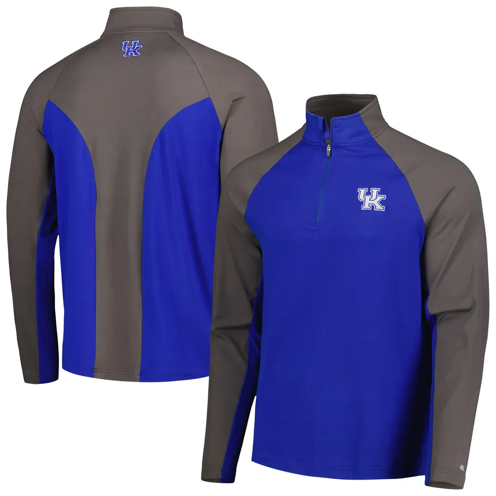 Colosseum Royal/Charcoal Kentucky Wildcats Two Yutes Raglan Quarter-Zip Windshirt pour homme