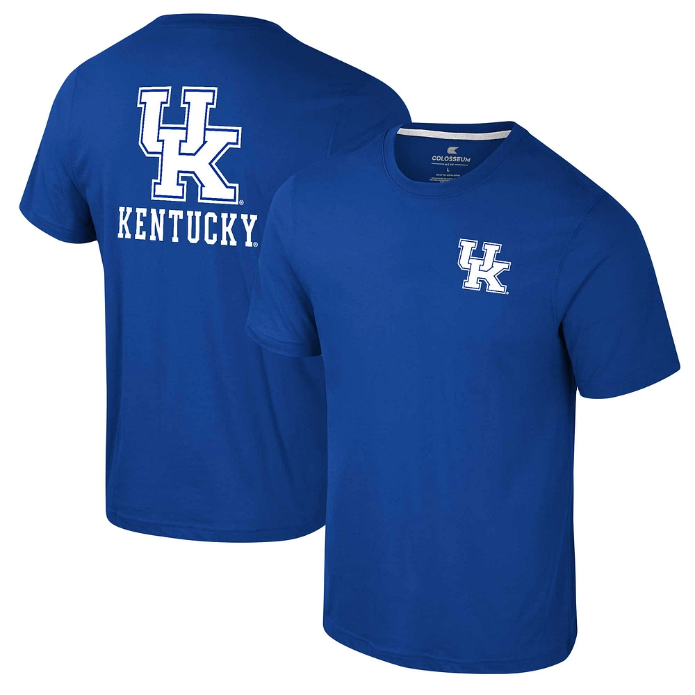 Men's Colosseum Royal Kentucky Wildcats Logo Lockup 2-Hit Active Blend T-Shirt