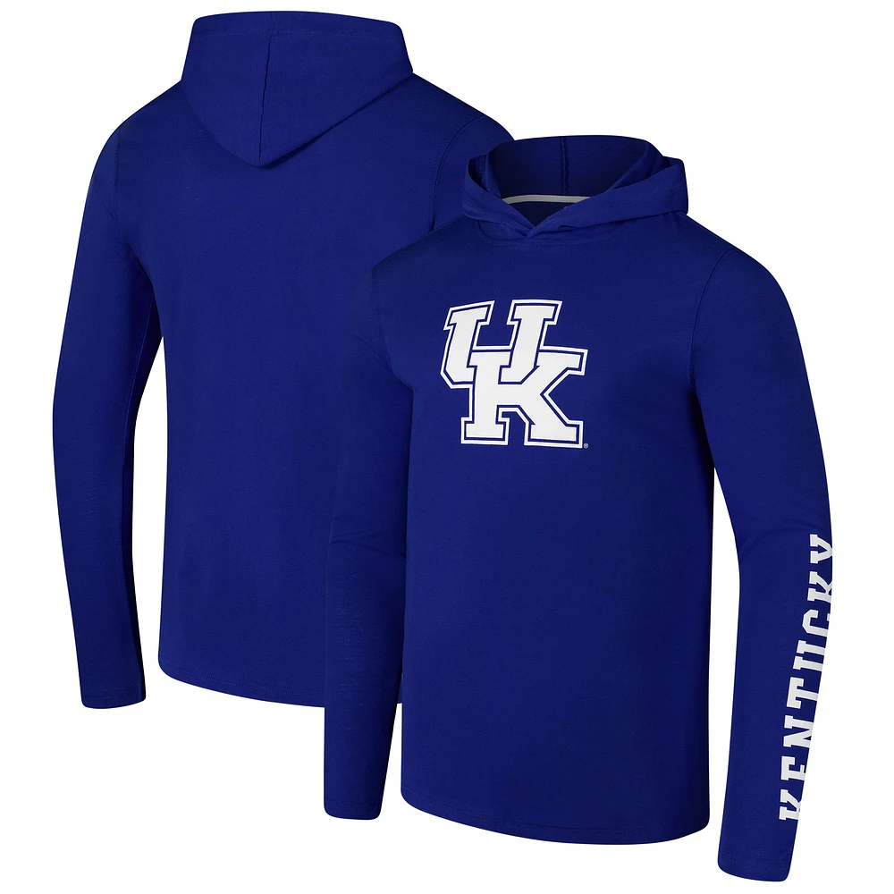 Men's Colosseum Royal Kentucky Wildcats Logo Lockup Active Blend Long Sleeve  T-Shirt Hoodie