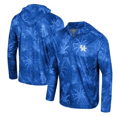 Haut à capuche léger quart de zip imprimé Colosseum Royal Kentucky Wildcats Palms pour hommes