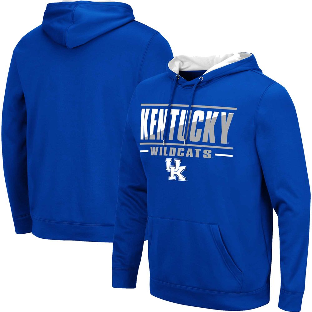 Men's Colosseum Royal Kentucky Wildcats Slash Stack 2.0 Pullover Hoodie