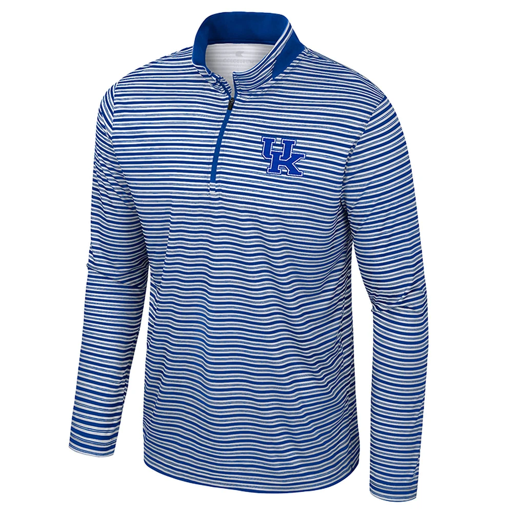 Men's Colosseum Royal Kentucky Wildcats Striped Quarter-Zip Top