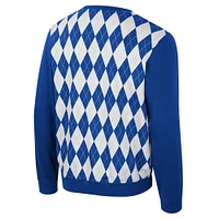 Men's Colosseum Royal Kentucky Wildcats The Dealio Argyle Pullover Sweatshirt