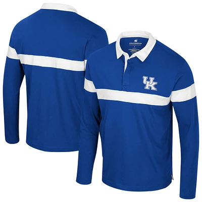 Men's Colosseum  Royal Kentucky Wildcats Too Cool For School Long Sleeve Polo