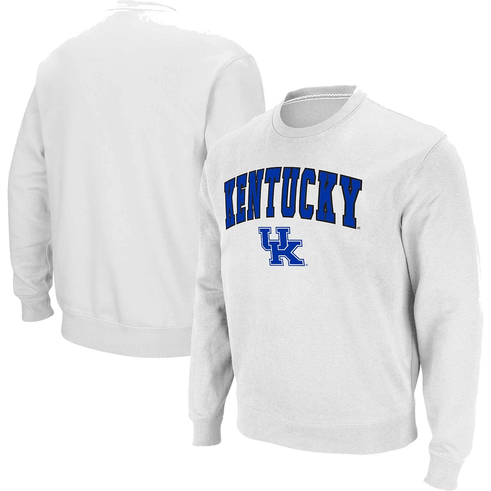 Men's Colosseum White Kentucky Wildcats Arch & Logo Pullover Sweatshirt