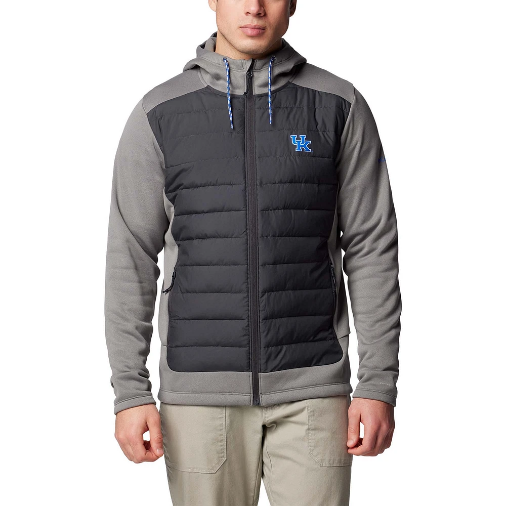 Veste à capuche hybride entièrement zippée Out-Shield pour homme Columbia Anthracite/Gris Kentucky Wildcats