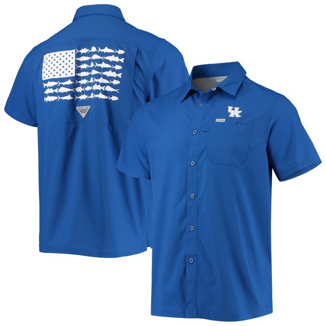 Chemise boutonnée Columbia PFG Royal Kentucky Wildcats Slack Tide Camp pour homme