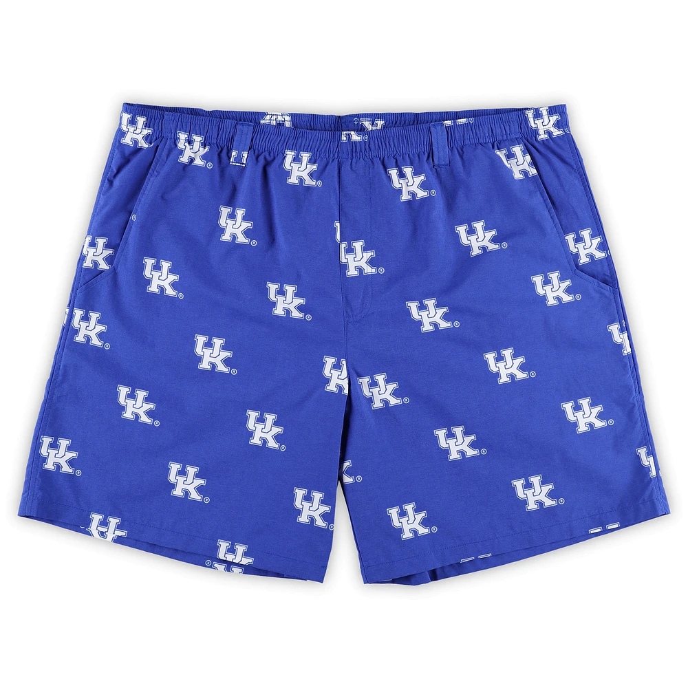 Men's Columbia Royal Kentucky Wildcats Big & Tall Backcast II Allover Print Logo Omni-Shade Shorts