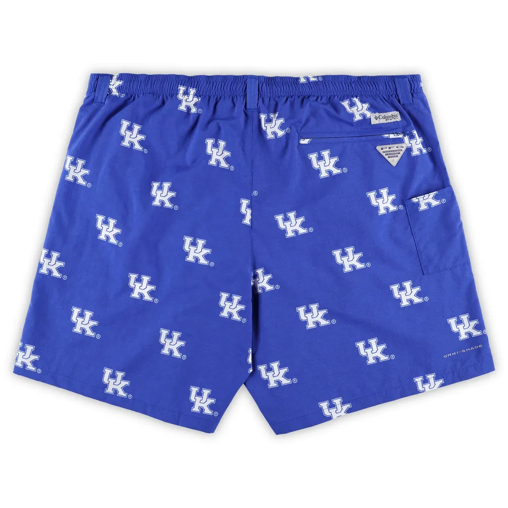 Columbia Royal Kentucky Wildcats Big & Tall Backcast II Allover Print Logo Omni-Shade Short pour homme