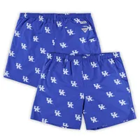 Columbia Royal Kentucky Wildcats Big & Tall Backcast II Allover Print Logo Omni-Shade Short pour homme