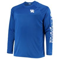 Men's Columbia Royal Kentucky Wildcats Big & Tall Terminal Tackle Omni-Shade Long Sleeve Raglan T-Shirt